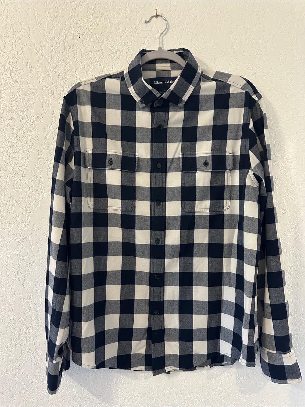 Mizzen+Main Black & White Buffalo Check Button-Down Shirt